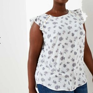 Loft Floral Shoulder Button Top